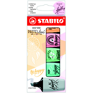 STABILO Boss Mini Pastellove Edition 2.0 Marcador fluorescente, punta biselada, 2-5 mm, 5 colores surtidos STABILO Boss Mini Pastellove Edition 2.0 Marcador fluorescente, punta biselada, 2-5 mm, 5 colores surtidos