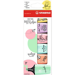 STABILO Boss Mini Pastellove Edition, Marcador fluorescente, punta biselada, 2-5 mm, colores pastel surtidos
