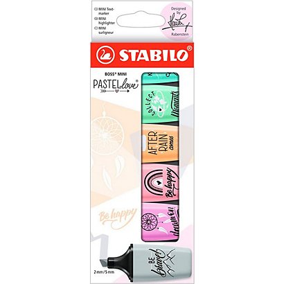 STABILO Boss Mini Pastellove Edition, Marcador fluorescente, punta biselada, 2-5 mm, colores pastel surtidos - 1