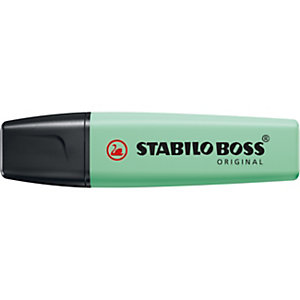 STABILO BOSS® ORIGINAL Evidenziatore con punta a scalpello, 2 - 5 mm, Colore pastello, Verde menta (confezione 10 pezzi)