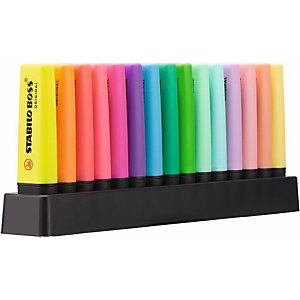 STABILO Boss® Original Marcador fluorescente, punta biselada, 2-5 mm, colores surtidos 9 clásicos + 6 pastel