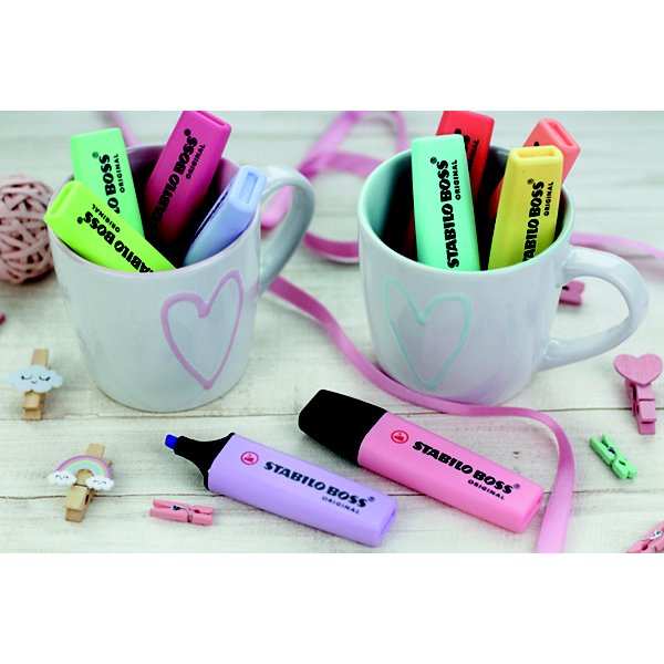 STABILO Boss® Original Marcador fluorescente, punta biselada, 2-5 mm, colores surtidos 9 clásicos + 6 pastel - 4