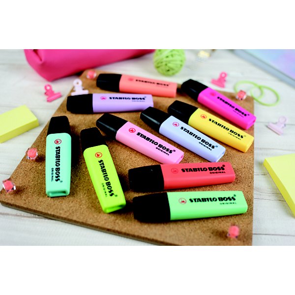 STABILO Boss® Original Marcador fluorescente, punta biselada, 2-5 mm, colores surtidos 9 clásicos + 6 pastel - 6