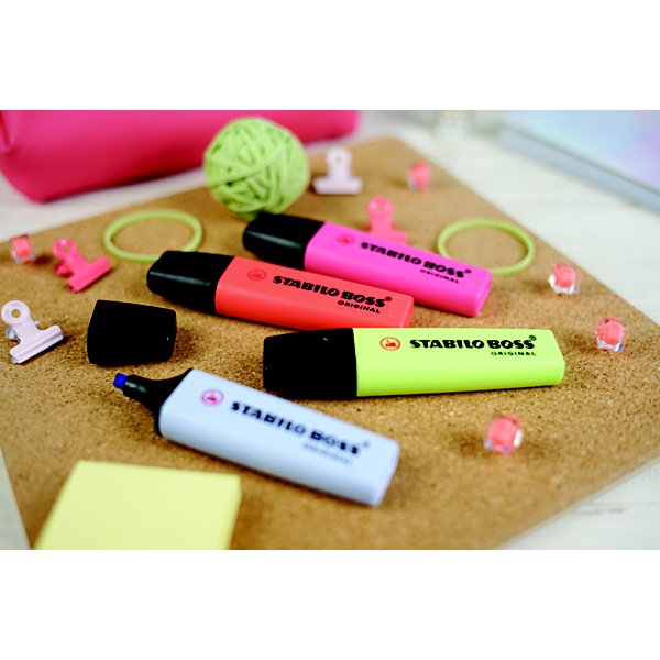STABILO Boss® Original Marcador fluorescente, punta biselada, 2-5 mm, colores surtidos 9 clásicos + 6 pastel - 7