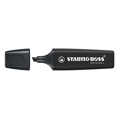 STABILO BOSS® ORIGINAL Marcatore permanente, Punta a scalpello, Tratto 2 - 5 mm, Nero (confezione 10 pezzi)