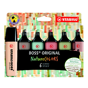 STABILO Boss Original Nature Colors Marcador fluorescente, punta biselada, 2-5 mm, Estuche con 6 colores surtidos (verde barro, beige, siena, gris cálido, verde tierra y ocre oscuro) STABILO Boss Original Nature Colors Marcador fluorescente, punta biselada, 2-5 mm, Estuche con 6 colores surtidos (verde barro, beige, siena, gris cálido, verde tierra y ocre oscuro)