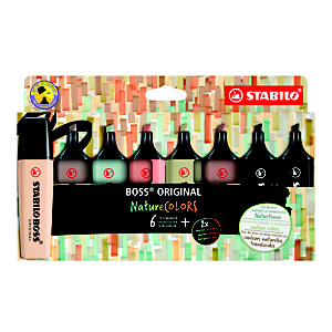 STABILO Boss Original Nature Colors Marcador fluorescente, punta biselada, 2-5 mm, Estuche con 8 colores surtidos (verde barro, beige, siena, gris cálido, verde tierra, ocre oscuro y 2 negro) STABILO Boss Original Nature Colors Marcador fluorescente, punta biselada, 2-5 mm, Estuche con 8 colores surtidos (verde barro, beige, siena, gris cálido, verde tierra, ocre oscuro y 2 negro)