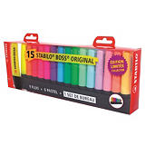 STABILO Boss Original - Surligneur pointe biseautée 2 et 5 mm - Coloris assortis - Pack de 15 STABILO Boss Original - Surligneur pointe biseautée 2 et 5 mm - Coloris assortis - Pack de 15