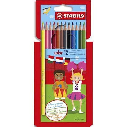 STABILO color crayon de couleur - Etui carton de 12 crayons de couleur - Coloris assortis