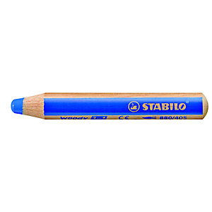 STABILO Crayon de coloriage effaçable PEFC multi-talents Woody 3 en 1 - Bleu outremer