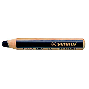 STABILO Crayon de coloriage effaçable PEFC multi-talents Woody 3 en 1 - Noir