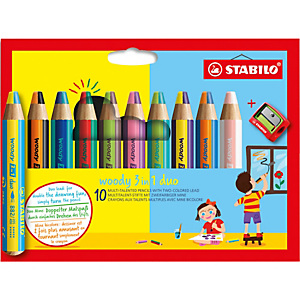 STABILO Etui carton de 10 crayons multi-talents STABILO Woody 3in1 duo + 1 taille-crayon STABILO Etui carton de 10 crayons multi-talents STABILO Woody 3in1 duo + 1 taille-crayon