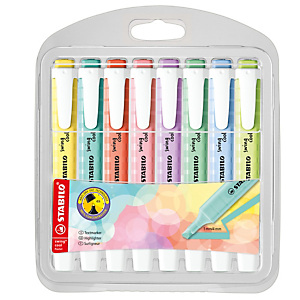 STABILO Evidenziatore Swing Cool Pastel - punta a scalpello - tratto 1 - 4 mm - colori assortiti - astuccio 8 pezzi STABILO Evidenziatore Swing Cool Pastel - punta a scalpello - tratto 1 - 4 mm - colori assortiti - astuccio 8 pezzi