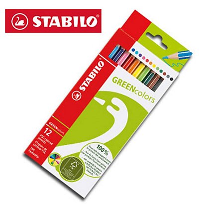 STABILO GREENcolors Pastelli colorati, Fusto esagonale, Colori assortiti (confezione 12 pezzi) - 1