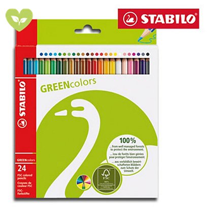 STABILO GREENcolors Pastelli colorati, Fusto esagonale, Colori assortiti (confezione 24 pezzi)