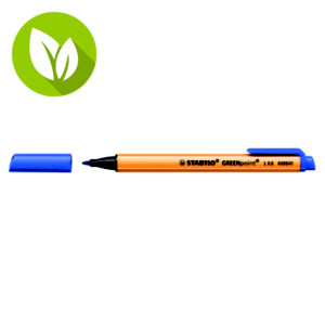 STABILO Greenpoint Rotulador de punta de fibra, punta mediana, trazo de 0,8 mm, plástico reciclado, cuerpo naranja, azul