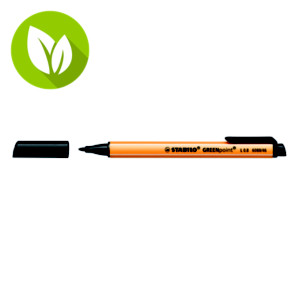 STABILO Greenpoint Rotulador de punta de fibra, punta mediana, trazo de 0,8 mm, plástico reciclado, cuerpo naranja, negro