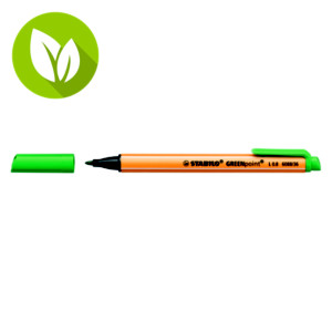 STABILO Greenpoint Rotulador de punta de fibra, punta mediana, trazo de 0,8 mm, plástico reciclado, cuerpo naranja, Verde
