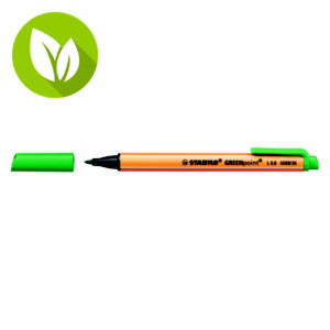STABILO Greenpoint Rotulador de punta de fibra, punta mediana, trazo de 0,8 mm, plástico reciclado, cuerpo naranja, Verde STABILO Greenpoint Rotulador de punta de fibra, punta mediana, trazo de 0,8 mm, plástico reciclado, cuerpo naranja, Verde