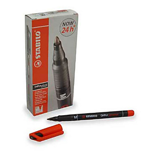 STABILO Marcatore permanente OHPen universal, Punta tonda, 1 mm (medio), Rosso (confezione 10 pezzi)