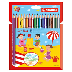 STABILO Matita colorata Trio Thick con temperamatite, Fusto Triangolare, Colori Assortiti (confezione 18 pezzi) STABILO Matita colorata Trio Thick con temperamatite, Fusto Triangolare, Colori Assortiti (confezione 18 pezzi)