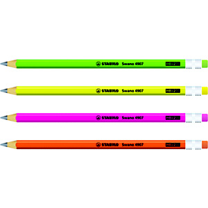 STABILO Matita in grafite Swano 4907, Mina HB, Con gommino, Colori Fluo assortiti (confezione 12 pezzi) STABILO Matita in grafite Swano 4907, Mina HB, Con gommino, Colori Fluo assortiti (confezione 12 pezzi)