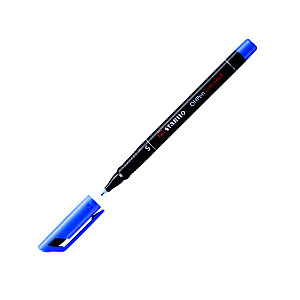 STABILO OHPen Universal Fineliner, Punta super fine, Fusto in polipropilene nero con grip, Inchiostro blu (confezione 10 pezzi)