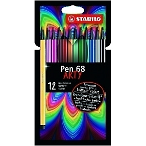 STABILO Pen 68 Arty Line Rotulador punta de fibra , caja de cartón de 12, colores surtidos