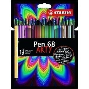 STABILO Pen 68 Arty Line Rotulador punta de fibra , caja de cartón de 18, colores surtidos