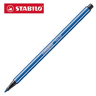 STABILO Pen 68 Penna con punta in fibra, Punta media, Fusto in  polipropilene blu, Inchiostro blu - Pennarelli