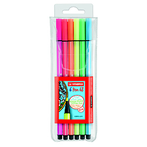 STABILO Pen 68 Penna con punta in fibra, Punta media, Fusto in polipropilene in colori assortiti, Inchiostro in colori assortiti (confezione 6 pezzi) STABILO Pen 68 Penna con punta in fibra, Punta media, Fusto in polipropilene in colori assortiti, Inchiostro in colori assortiti (confezione 6 pezzi)
