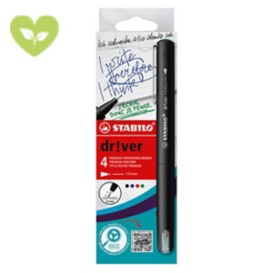 STABILO Penna fineliner Dr!ver, Punta fine in nylon, Tratto 0,4 mm, Colori assortiti (confezione 4 pezzi) STABILO Penna fineliner Dr!ver, Punta fine in nylon, Tratto 0,4 mm, Colori assortiti (confezione 4 pezzi)