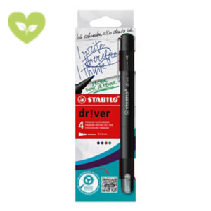 STABILO Penna fineliner Dr!ver, Punta media in nylon, Tratto 0,8 mm, Colori assortiti (confezione 4 pezzi) STABILO Penna fineliner Dr!ver, Punta media in nylon, Tratto 0,8 mm, Colori assortiti (confezione 4 pezzi)