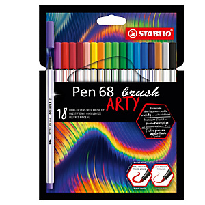 STABILO Pennarelli Pen 68 Brush Arty Line 568/12 - colori assortiti - astuccio 12 pezzi STABILO Pennarelli Pen 68 Brush Arty Line 568/12 - colori assortiti - astuccio 12 pezzi