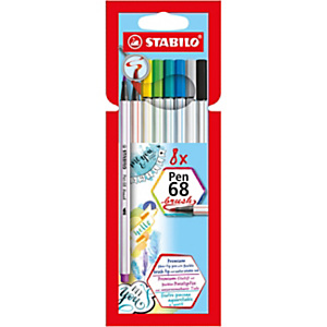 STABILO Pennarello Pen 68 Brush, Punta a pennello, Colori assortiti (confezione 8 pezzi) STABILO Pennarello Pen 68 Brush, Punta a pennello, Colori assortiti (confezione 8 pezzi)