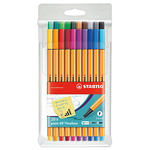 STABILO Point 88® Bolígrafo fineliner, punta fina de 0,4 mm, cuerpo naranja de polipropileno, colores surtidos STABILO Point 88® Bolígrafo fineliner, punta fina de 0,4 mm, cuerpo naranja de polipropileno, colores surtidos
