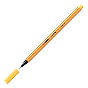 STABILO Point 88® Bolígrafo fineliner, punta fina de 0,4 mm, cuerpo naranja de polipropileno, tinta amarillo