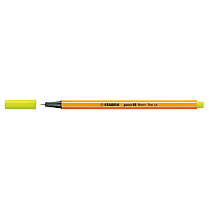 STABILO Point 88® Bolígrafo fineliner, punta fina de 0,4 mm, cuerpo naranja de polipropileno, tinta amarillo neón