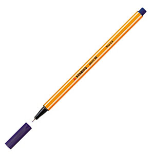 STABILO Point 88® Bolígrafo fineliner, punta fina de 0,4 mm, cuerpo naranja de polipropileno, tinta azul noche