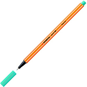 STABILO Point 88® Bolígrafo fineliner, punta fina de 0,4 mm, cuerpo naranja de polipropileno, tinta azul turquesa