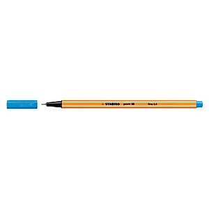 STABILO Point 88® Bolígrafo fineliner, punta fina de 0,4 mm, cuerpo naranja de polipropileno, tinta azul ultramarino