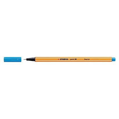 STABILO Point 88® Bolígrafo fineliner, punta fina de 0,4 mm, cuerpo naranja de polipropileno, tinta azul ultramarino - 1