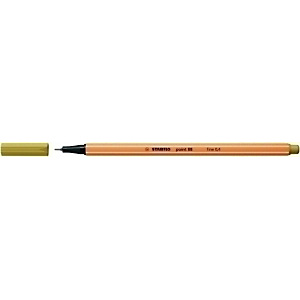 STABILO Point 88 Bolígrafo fineliner, punta fina de 0,4 mm, cuerpo naranja de polipropileno, tinta caqui STABILO Point 88 Bolígrafo fineliner, punta fina de 0,4 mm, cuerpo naranja de polipropileno, tinta caqui