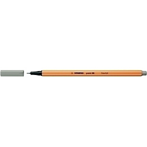 STABILO Point 88 Bolígrafo fineliner, punta fina de 0,4 mm, cuerpo naranja de polipropileno, tinta color gris cálido STABILO Point 88 Bolígrafo fineliner, punta fina de 0,4 mm, cuerpo naranja de polipropileno, tinta color gris cálido