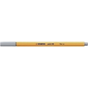 STABILO Point 88 Bolígrafo fineliner, punta fina de 0,4 mm, cuerpo naranja de polipropileno, tinta color gris medio STABILO Point 88 Bolígrafo fineliner, punta fina de 0,4 mm, cuerpo naranja de polipropileno, tinta color gris medio