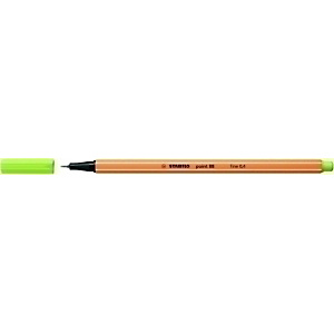 STABILO Point 88 Bolígrafo fineliner, punta fina de 0,4 mm, cuerpo naranja de polipropileno, tinta color verde lima STABILO Point 88 Bolígrafo fineliner, punta fina de 0,4 mm, cuerpo naranja de polipropileno, tinta color verde lima