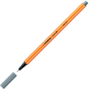 STABILO Point 88® Bolígrafo fineliner, punta fina de 0,4 mm, cuerpo naranja de polipropileno, tinta gris oscuro