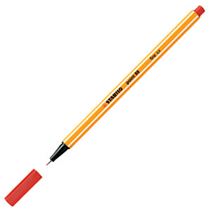 STABILO Point 88 Bolígrafo fineliner, punta fina de 0,4 mm, cuerpo naranja de polipropileno, tinta roja