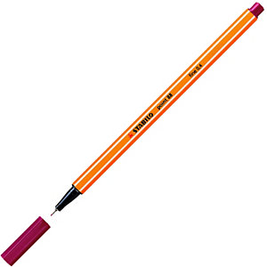 STABILO Point 88® Bolígrafo fineliner, punta fina de 0,4 mm, cuerpo naranja de polipropileno, tinta rojo carmesí