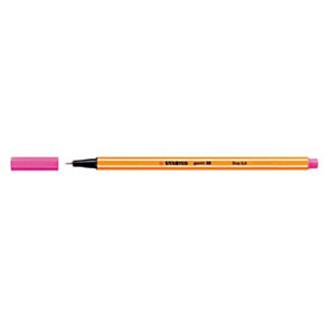 STABILO Point 88® Bolígrafo fineliner, punta fina de 0,4 mm, cuerpo naranja de polipropileno, tinta rosa